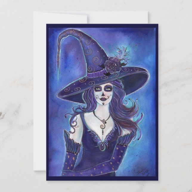 Halloween invitations Day of the dead witch (Front)