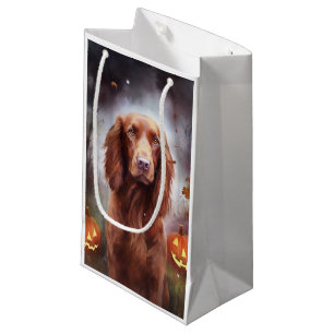 Halloween Irish Red Setter With Pumpkins Scary  Small Gift Bag