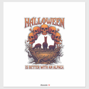 Halloween Is Better Alpaca Orange Skulls Spider We