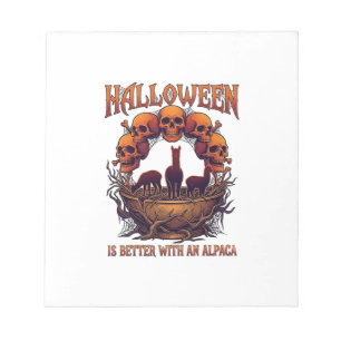 Halloween Is Better Alpaca Orange Skulls Spider We Notepad