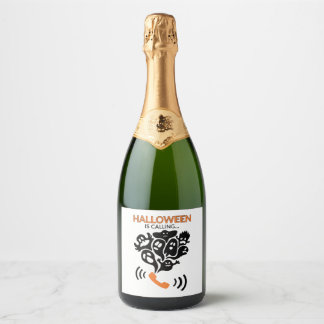 Halloween Is Calling Funny Halloween Boo Ghost Sparkling Wine Label
