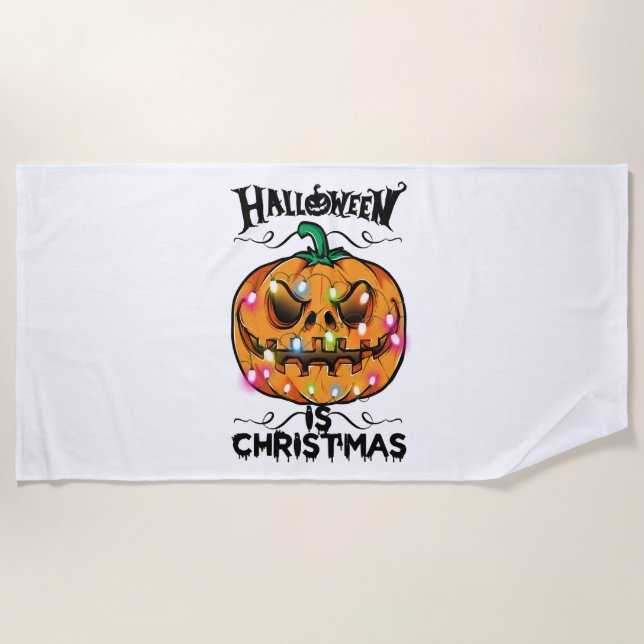 Halloween Is Christmas Beach Towel (Front)