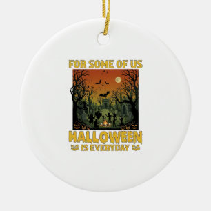 Halloween Is Everyday Graveyard Zombies Bonfire Pu Ceramic Ornament