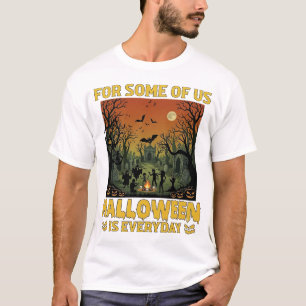 Halloween Is Everyday Graveyard Zombies Bonfire Pu T-Shirt