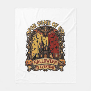 Halloween Is Everyday Haunted House Bats Pumpkins_ Fleece Blanket