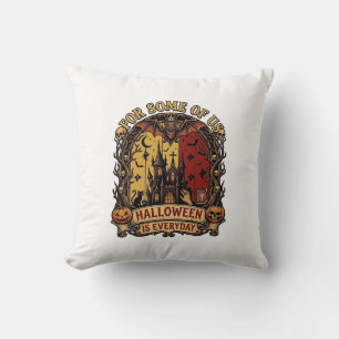 Halloween Is Everyday Haunted House Bats Pumpkins_ Throw Pillow