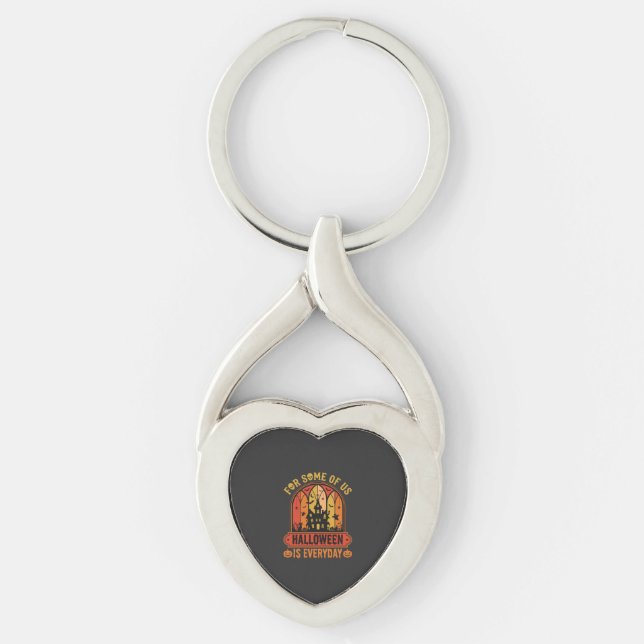 Halloween Is Everyday Haunted House Retro Keychain (Front)