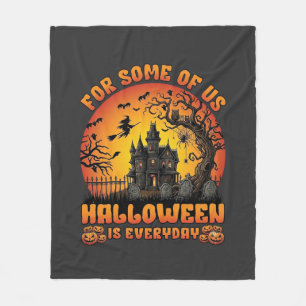 Halloween Is Everyday Haunted House Witch Moon_1 Fleece Blanket