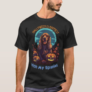 Halloween Is Happiest With My Spaniel T-Shirt