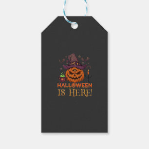Halloween Is Here Pumpkin Witch Hat Magic Cauldron Gift Tags