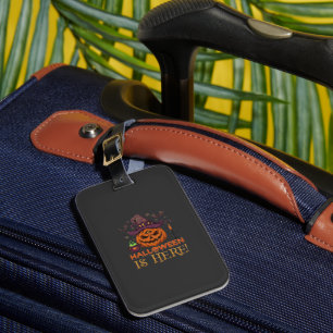 Halloween Is Here Pumpkin Witch Hat Magic Cauldron Luggage Tag