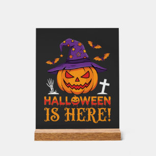 Halloween Is Here Witch Pumpkin Vector Acrylic Sign