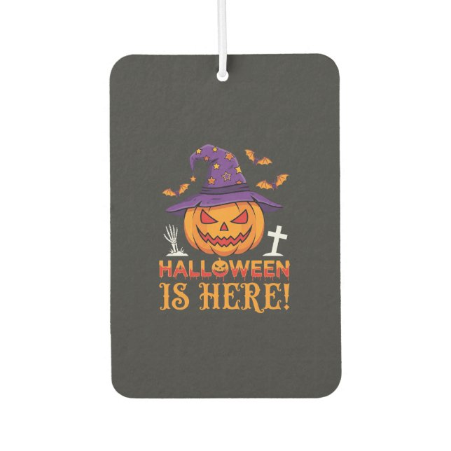 Halloween Is Here Witch Pumpkin Vector Air Freshener (Front)