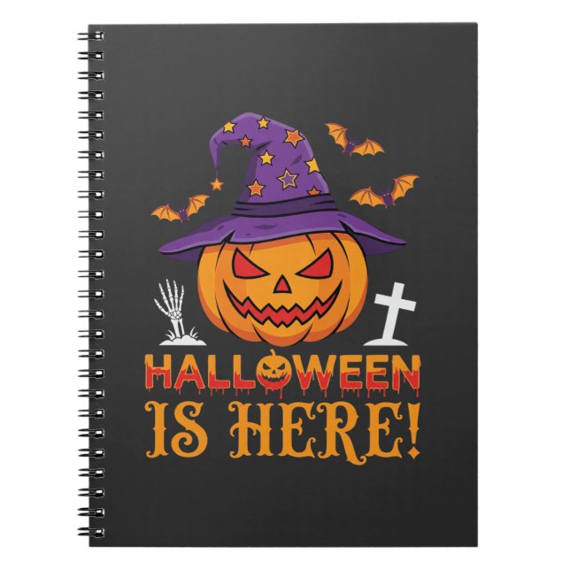 Halloween Is Here Witch Pumpkin Vector Notebook (Front)