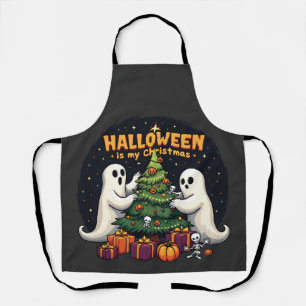 Halloween is my Christmas Funny Ghost Xmas Santa Apron