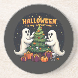 Halloween is my Christmas Funny Ghost Xmas Santa Coaster