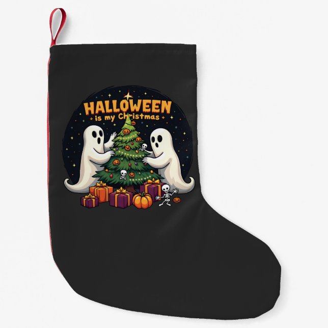 Halloween is my Christmas Funny Ghost Xmas Santa Small Christmas Stocking (Front)