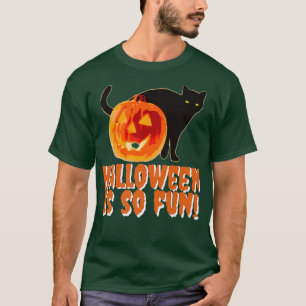 Halloween is So Fun Black Cat JackOLantern Orange T-Shirt