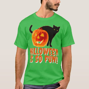 Halloween is So Fun Black Cat JackOLantern Orange T-Shirt