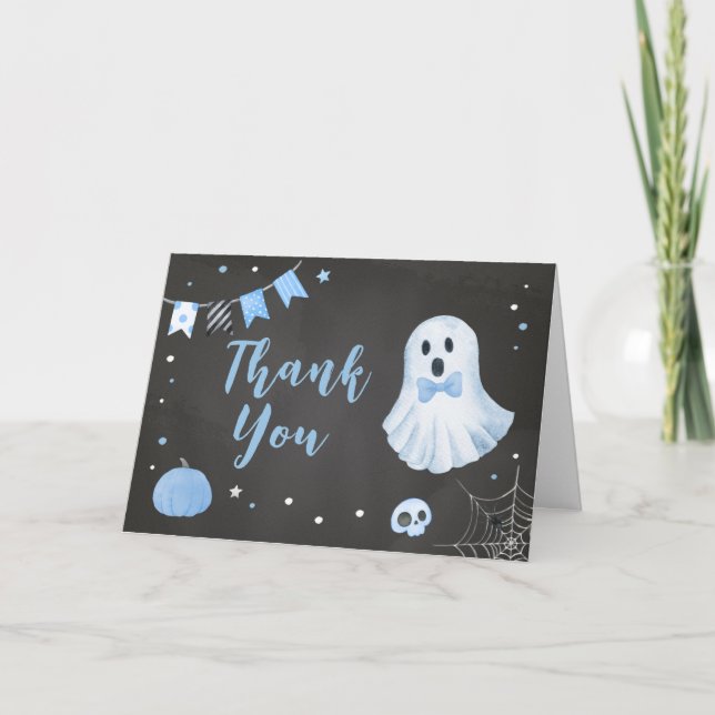 Halloween Its a Boo-y Baby Shower  Thank You Card (Front)