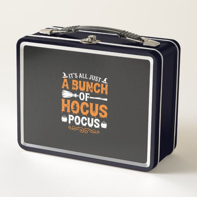 Halloween Its All Just Hocus Pocus Witch Metal Lunch Box (Front)