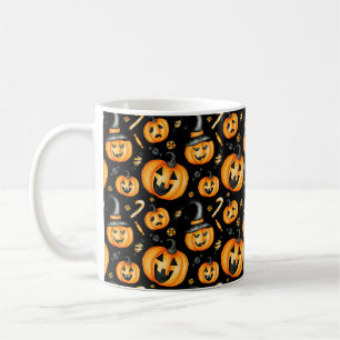 Halloween Jack-o-Lantern and Candy Pattern Coffee Mug