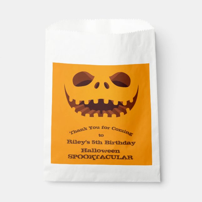 Halloween Jack o' Lantern Birthday Party Favour Bag (Front)