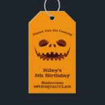 Halloween Jack o' Lantern Birthday Party Favour Gift Tags<br><div class="desc">A creepy jack o' lantern carved smile is featured on these Halloween birthday party favour gift tags,  just change the wording for your occasion. MATCHING items in our store.</div>