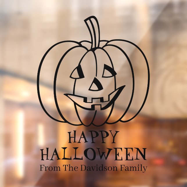 Halloween jack o lantern black custom text decor  window cling (Sheet 2)
