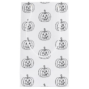 Halloween jack o lantern black white favours small gift bag