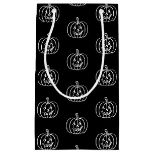 Halloween jack o lantern black white small gift bag