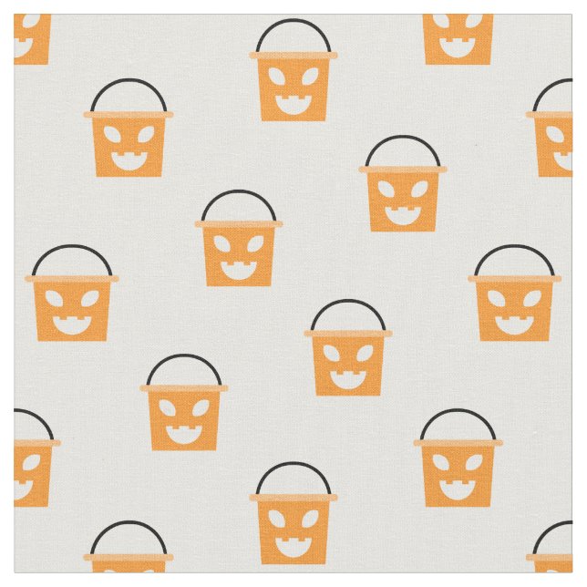 Halloween Jack-O-Lantern Candy Bucket Pattern Fabric (Close Up)