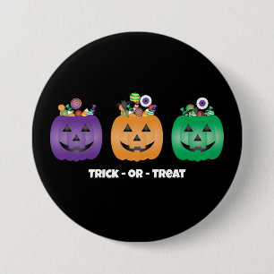 Halloween Jack O Lantern Candy Pail 3 Inch Round Button