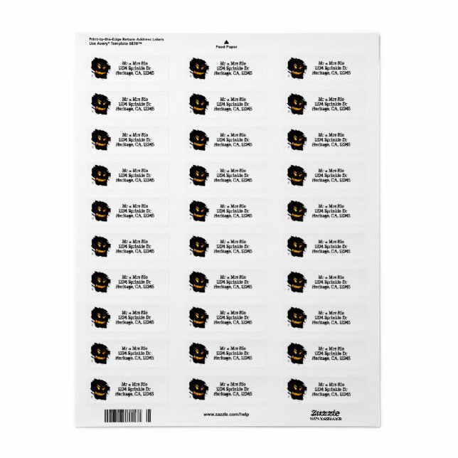 Halloween Jack-O-Lantern Face Address Label (Full Sheet)