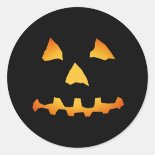 Halloween: Jack-o-Lantern Face: Classic Round Sticker