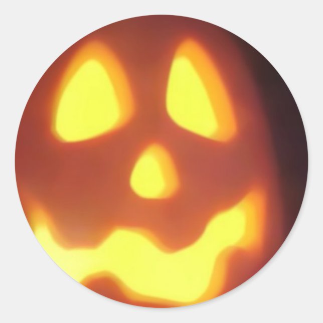 Halloween Jack-O-Lantern Face  Classic Round Sticker (Front)