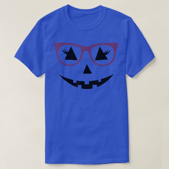 Halloween Jack O Lantern Face Pumpkin Purple Glass T-Shirt (Design Front)