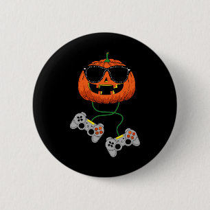 Halloween Jack O Lantern Gamer Boys Kids Men Fun H 2 Inch Round Button