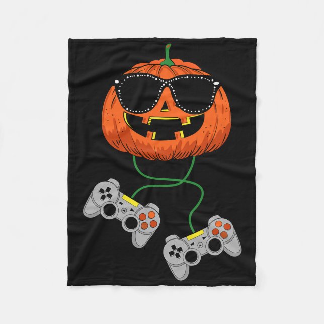 Halloween Jack O Lantern Gamer Boys Kids Men Fun H Fleece Blanket (Front)