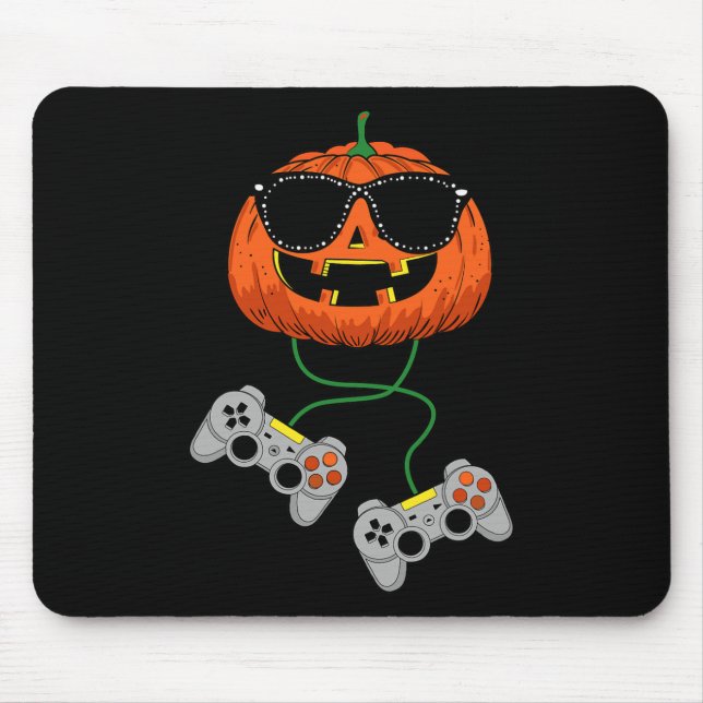 Halloween Jack O Lantern Gamer Boys Kids Men Fun H Mouse Pad (Front)