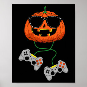 Halloween Jack O Lantern Gamer Boys Kids Men Fun H Poster