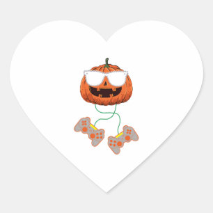 Halloween Jack O Lantern Gamer Boys Kids Men Funny Heart Sticker