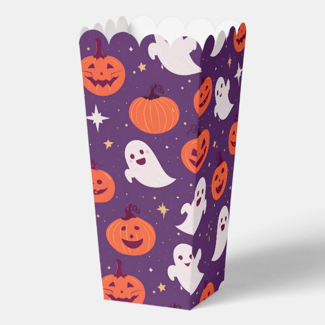 Halloween jack o lantern ghost pattern favor box (Front)