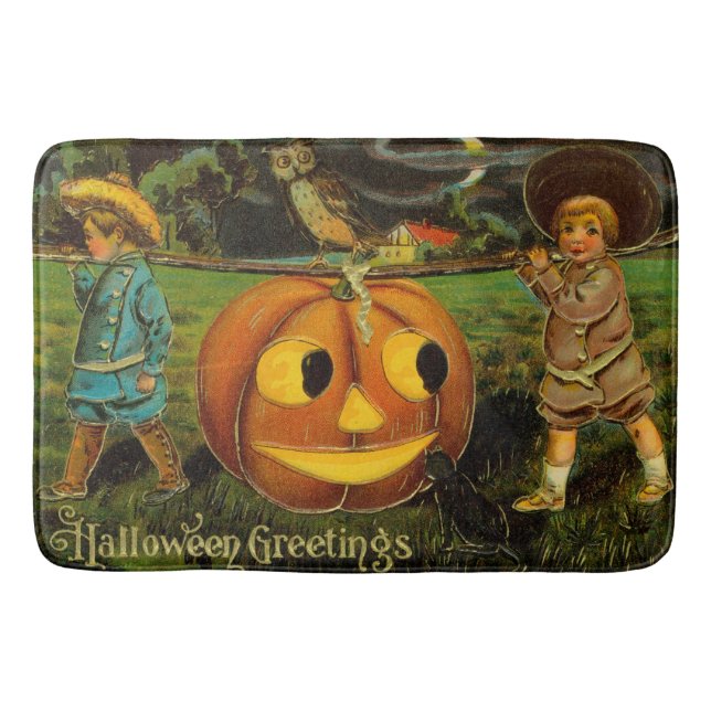 Halloween Jack-o-Lantern Harvest Night by Kids   Bath Mat (Front)