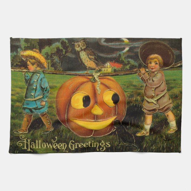 Halloween Jack-o-Lantern Harvest Night by Kids   Kitchen Towel (Horizontal)
