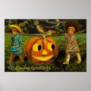 Halloween Jack-o-Lantern Harvest Night by Kids Poster