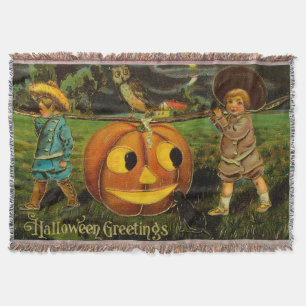 Halloween Jack-o-Lantern Harvest Night by Kids   Throw Blanket