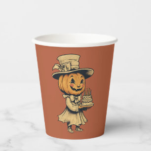 Halloween Jack-o'-lantern in Orange Paper Cups