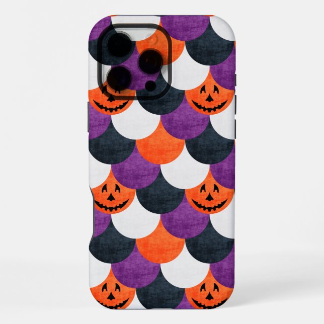 Halloween Jack-o’-Lantern Mermaid Scales Pattern iPhone Case (Back)