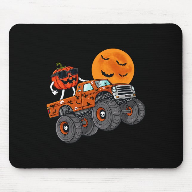 Halloween Jack O Lantern Monster Truck Toddler Boy Mouse Pad (Front)